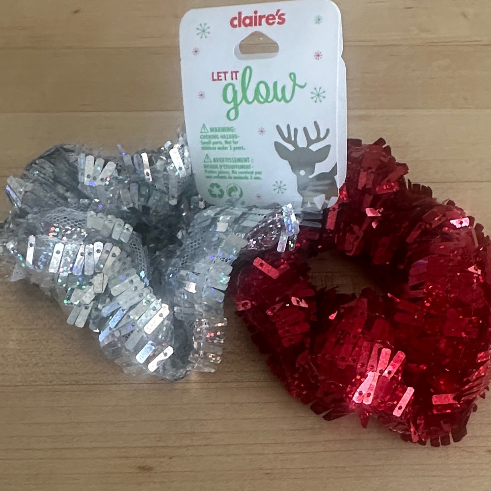 Claire's Sparkling Red and Silver Sequin Hair Scrunchies